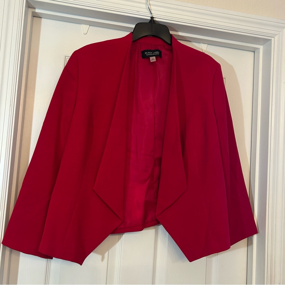 Evan-Picone Black Label Women’s Red Open Front Blazer Size 14
